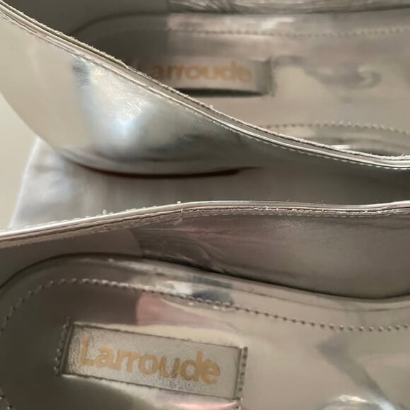 Larroude Women's Silver "Blair" Ballet Buckle Flats - Picture 2 of 5